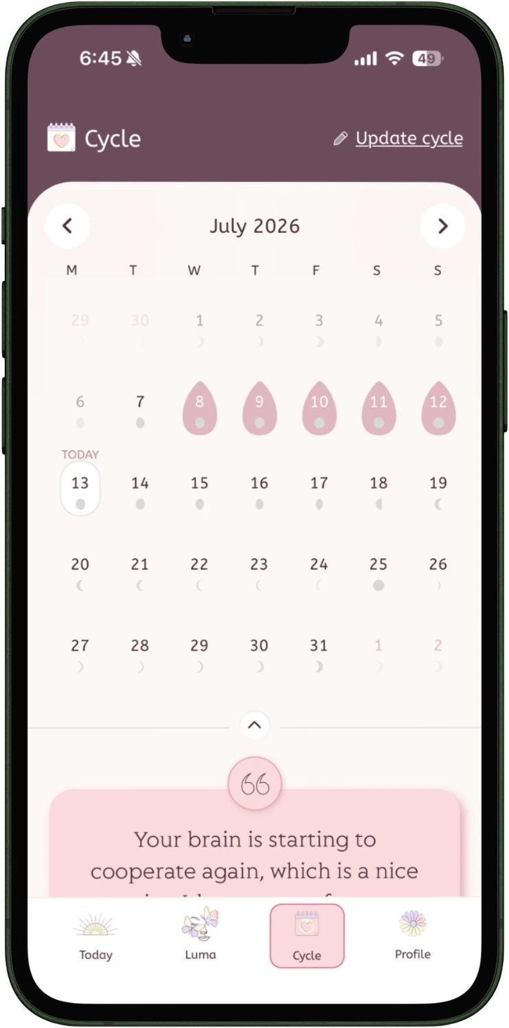 Cycle tracking preview