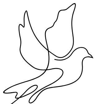 Single-line drawing of a bird in flight